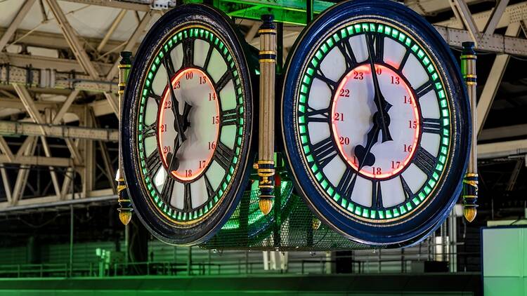 Waterloo station in London at Christmastime
