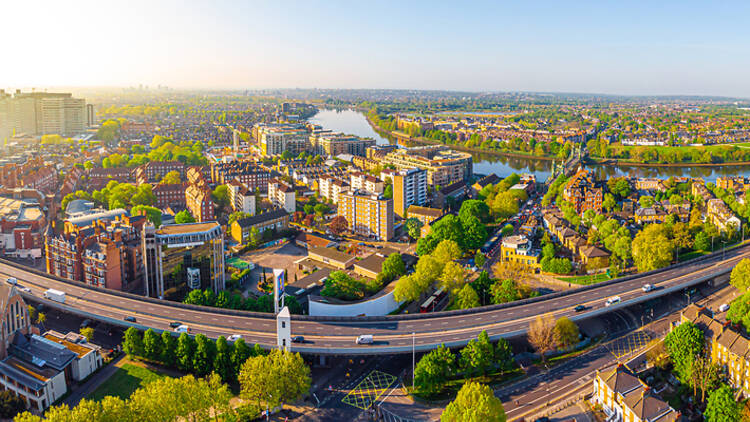 Hammersmith, London, with flyover