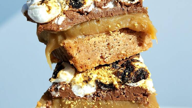 Two stacked shortbreads on top of one another