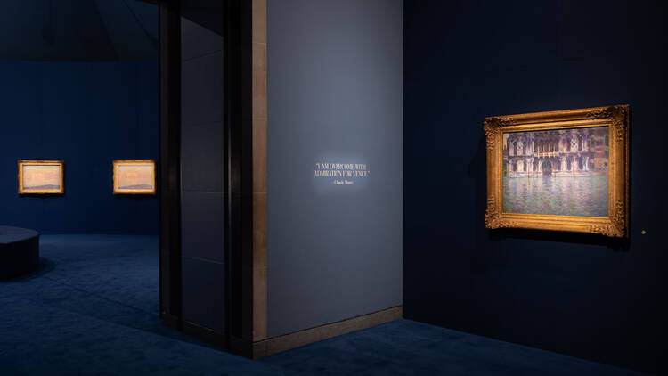 The installation inside brooklyn museum of monet's venice pantings 