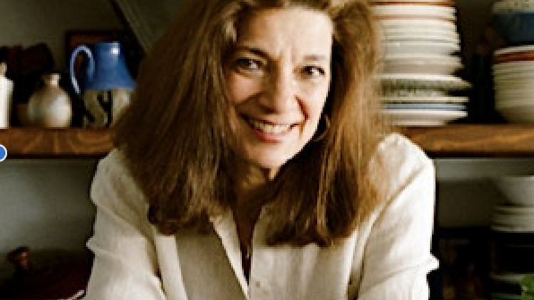 Diane Kochilas leaning on her counter