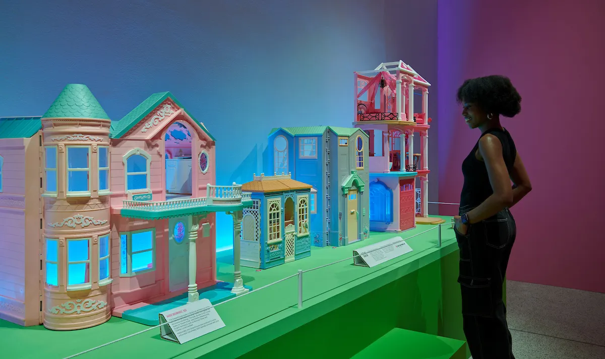 Dollhouses at the Barbie exhibition at the Design museum in London