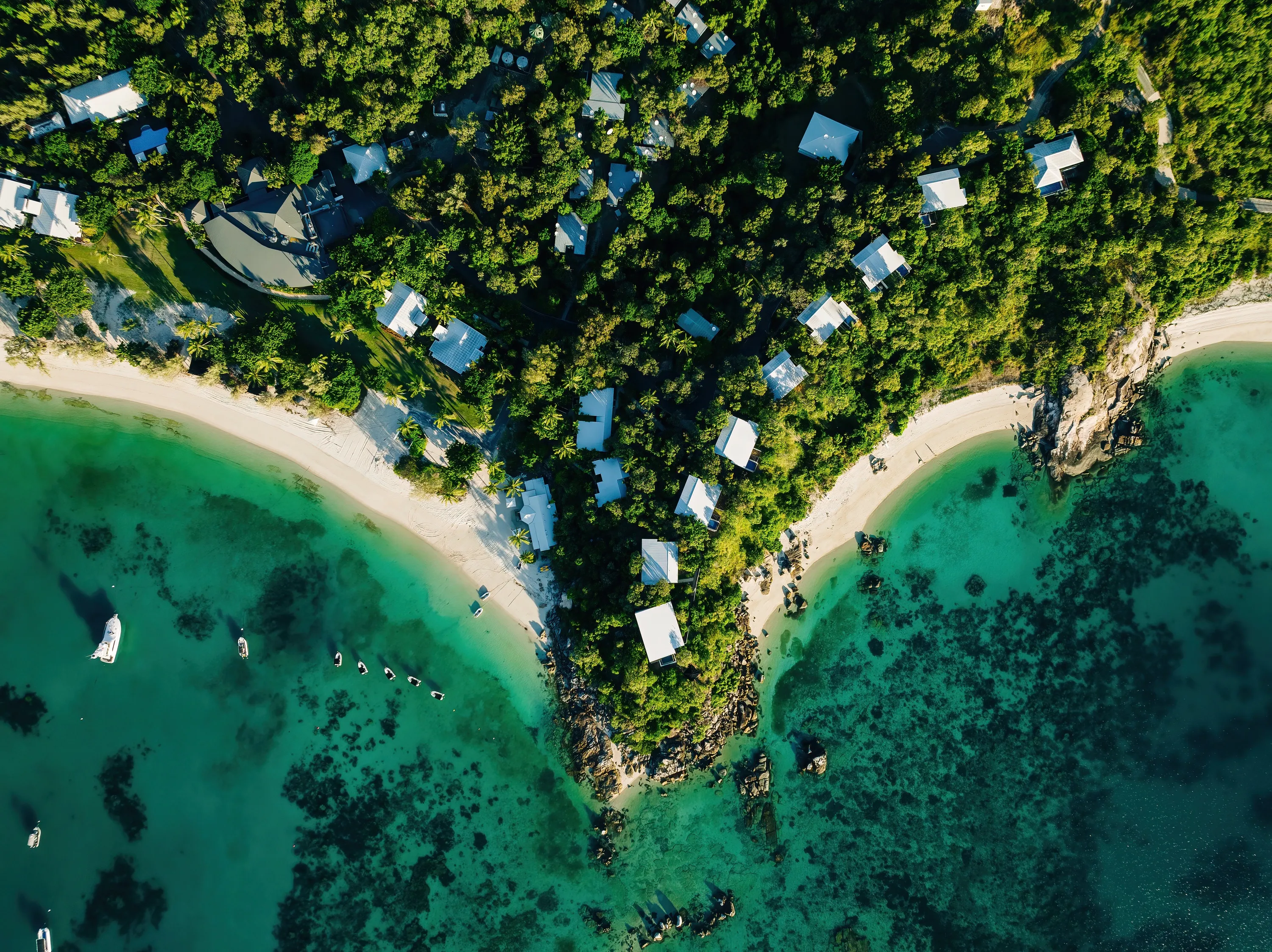 Aerial of resort on island