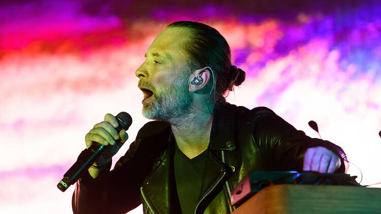 Thom Yorke of Radiohead performing live