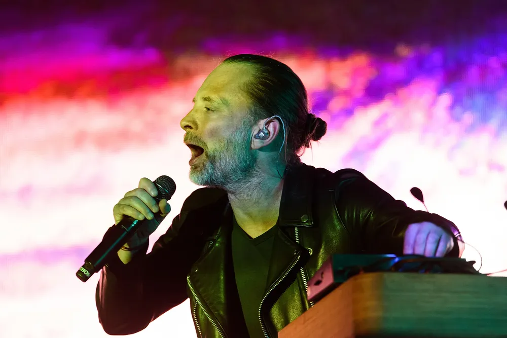 Thom Yorke of Radiohead performing live