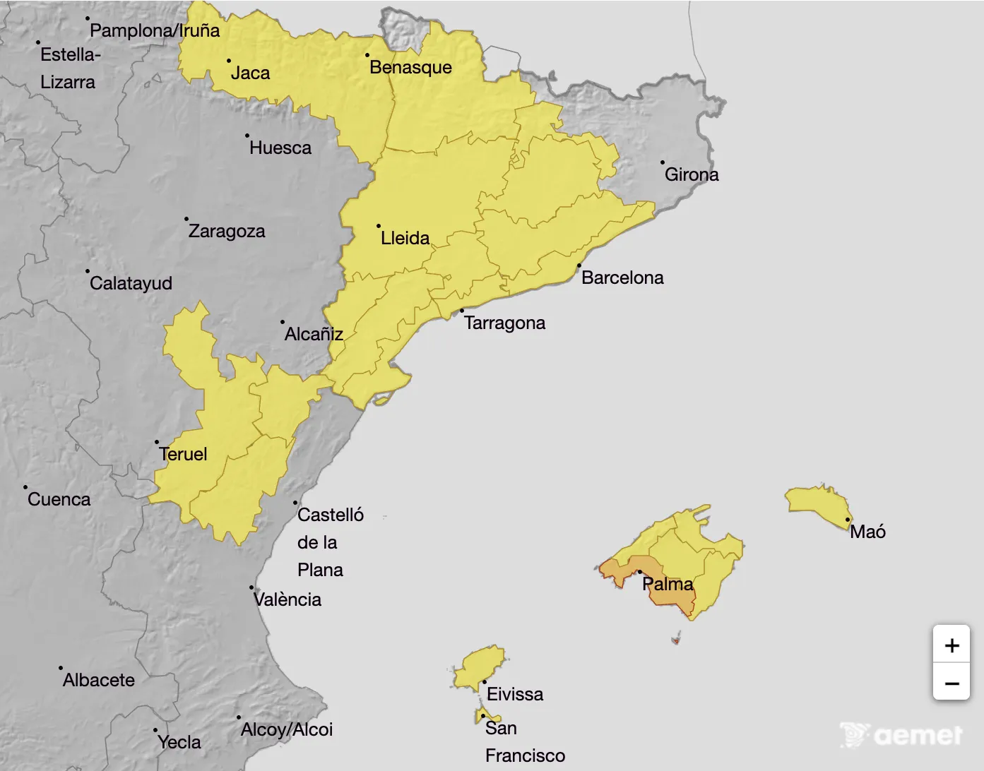 The remaining yellow warnings for rain in Spain this week