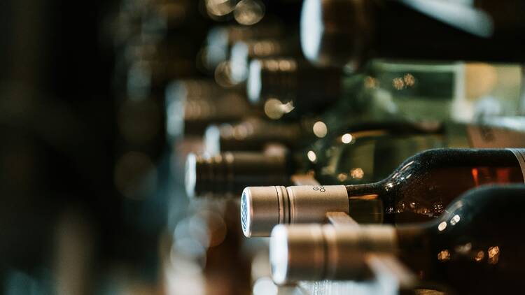 An undated stock image of wine bottles