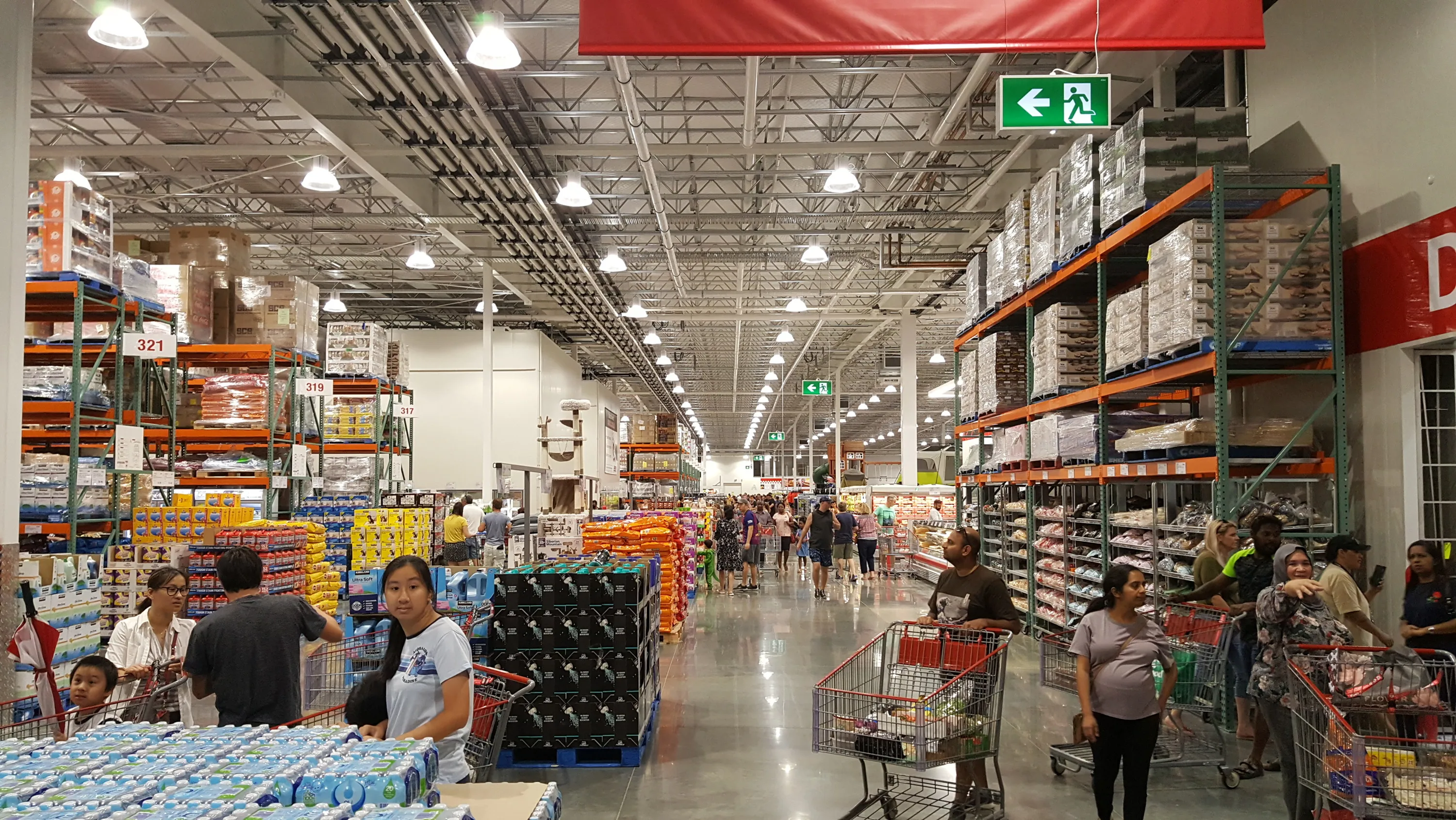 Inside of warehouse with shelves stocked