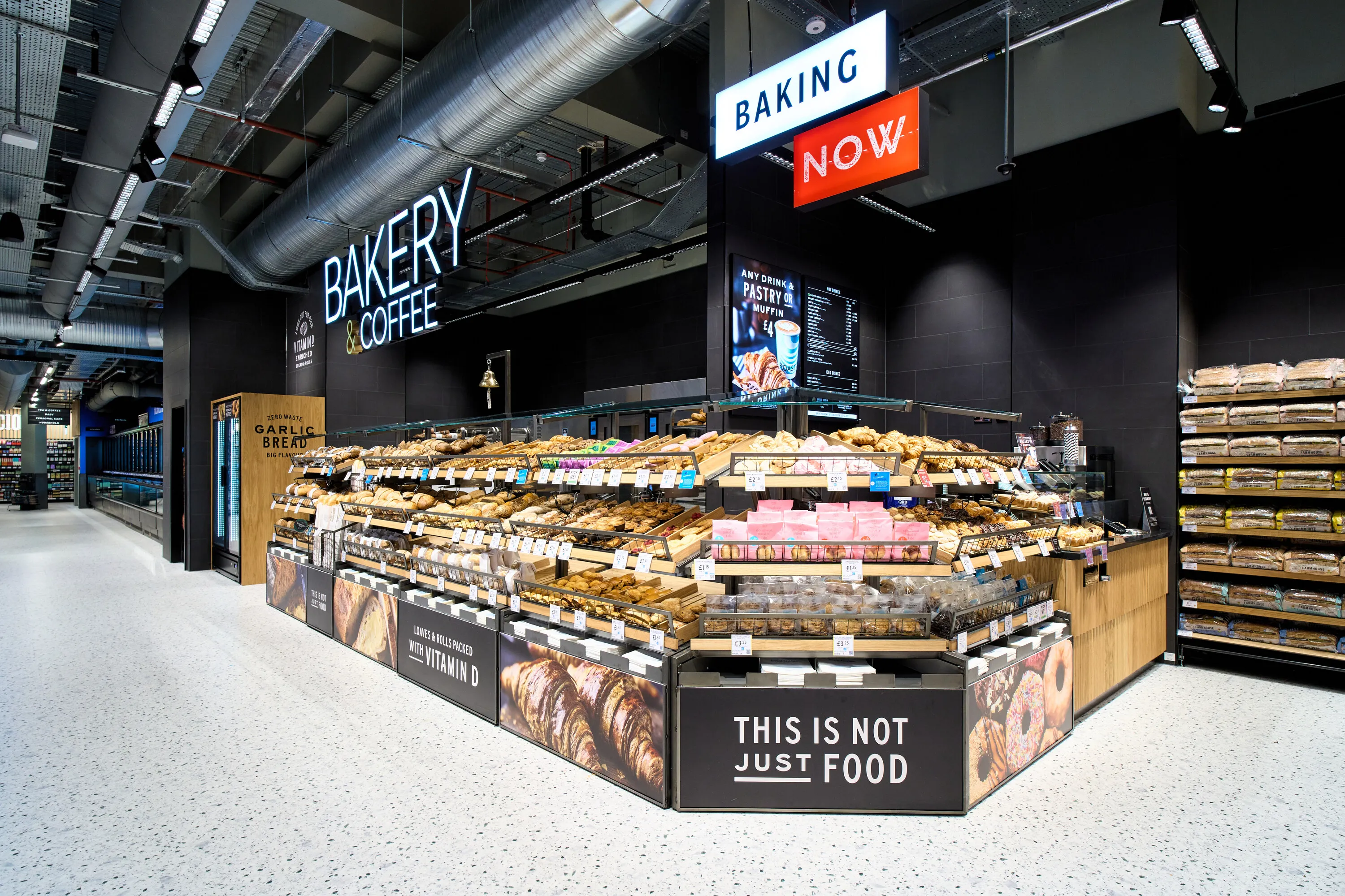 An M&S bakery and coffee stand