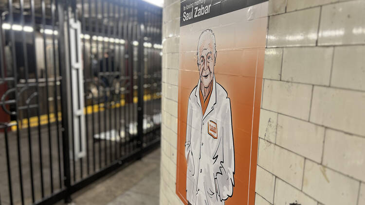Saul Zabar poster on the subway