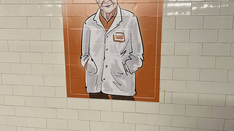 Saul Zabar poster on the subway