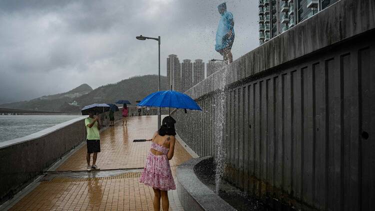  Tseung Kwan O after Super Typhoon Ragasa hit Hong Kong on September 24, 2025. Fierce winds, pounding rain and high seas battered Hong Kong on September 24 2025