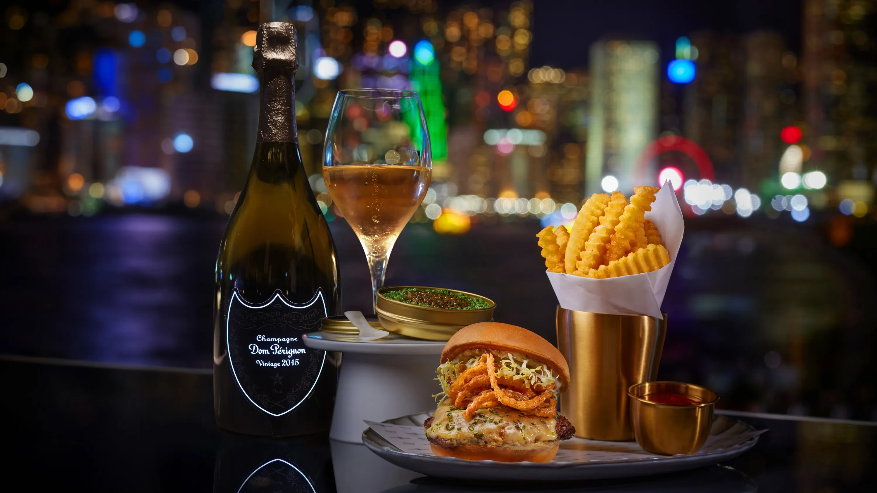 Regent Hong Kong Shake Shack foie gras burger Dom Perignon champagne