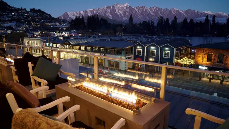 Outdoor bar with firepit