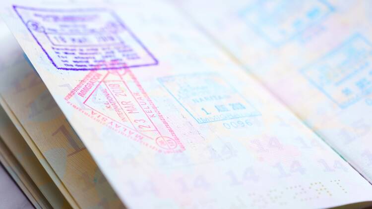 Passport page with stamps