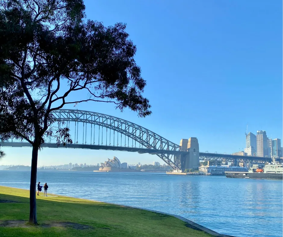 Sydney harbour bridge and city seen from Lavender Bay