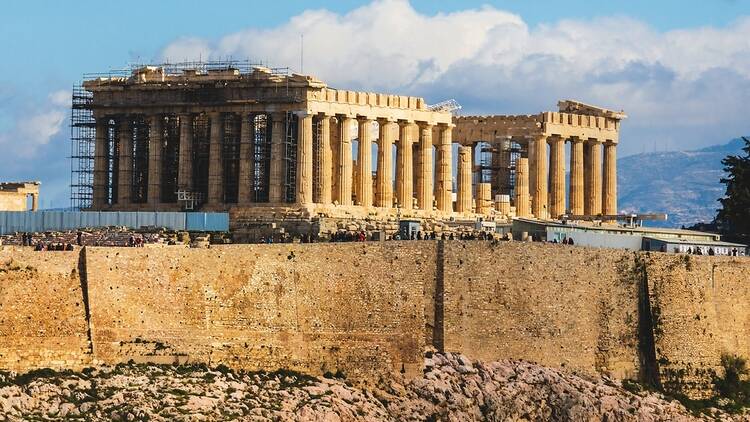 Athens Parthenon with scaffolding