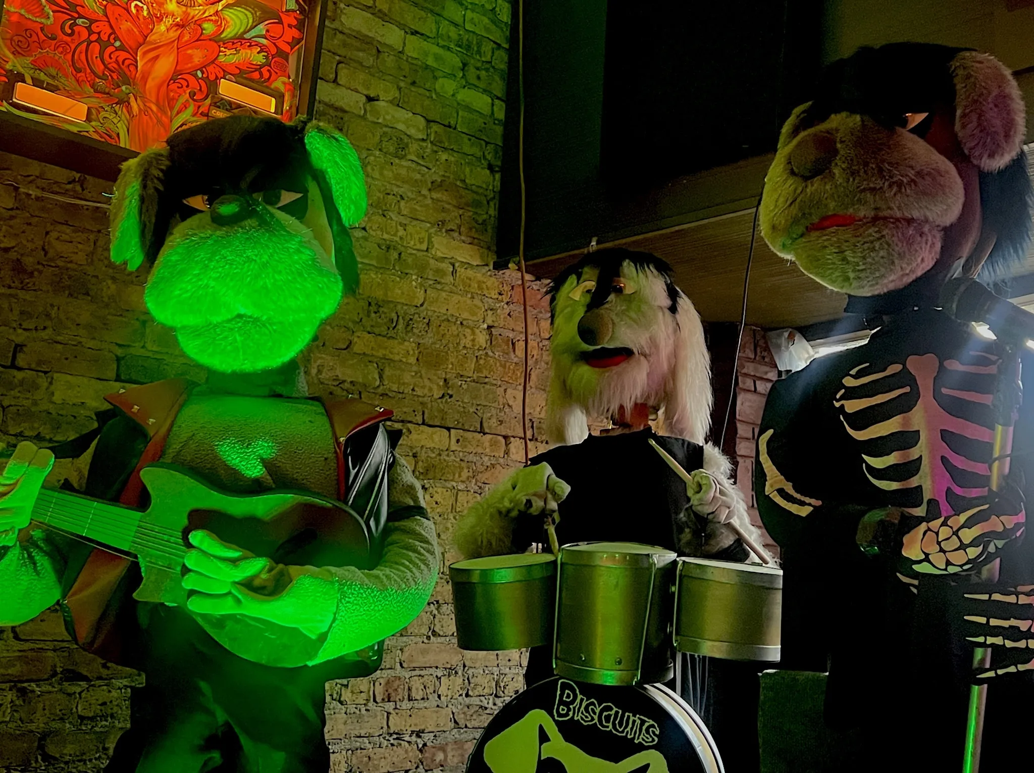 Biscuits play on the Logan Arcade stage.