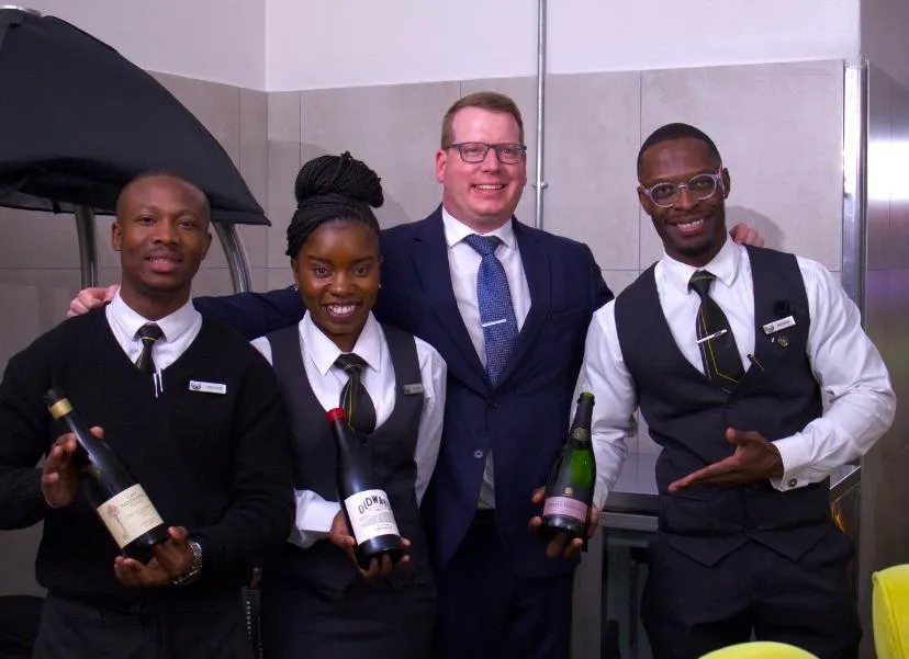 Duzi and his colleagues with Trevor Wolverson, Food and Beverage Head of Department, Sandton Sun Hotel & Towers.