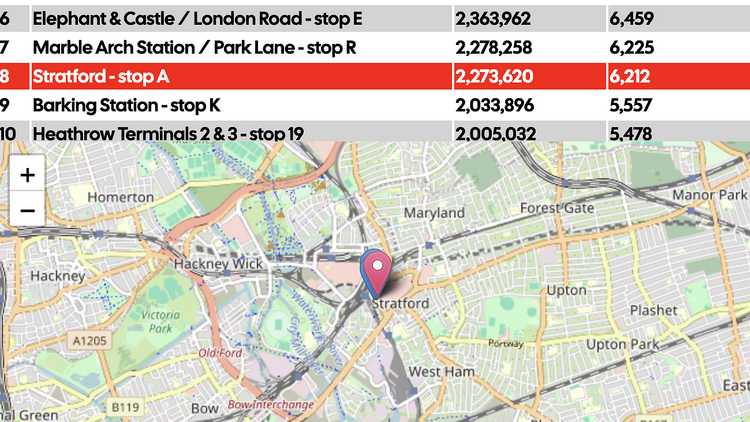 London’s Busiest Bus Stops map