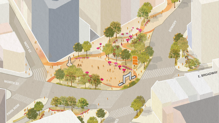 Rendering of redesigned Chinatown in Manhattan