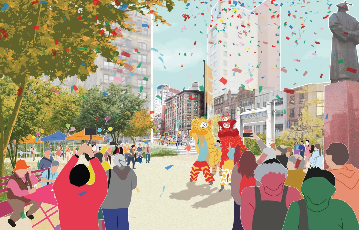 Rendering of redesigned Chinatown in Manhattan