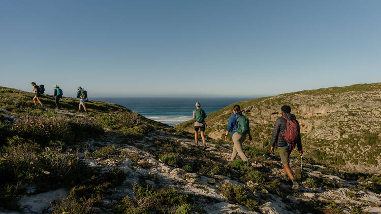 Hikers near coast