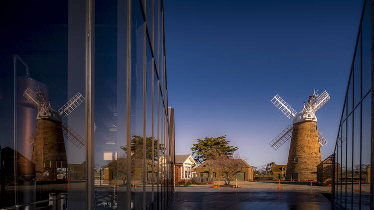 A windmill at dusk