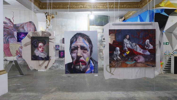 95 ART GALLERY. Vista de la exposición 'NEOS' de Belin y Alberto Bonet