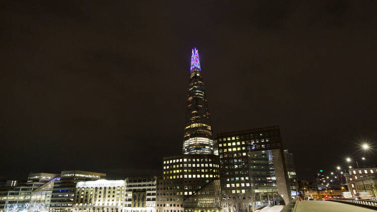 The Shard lit up at night 