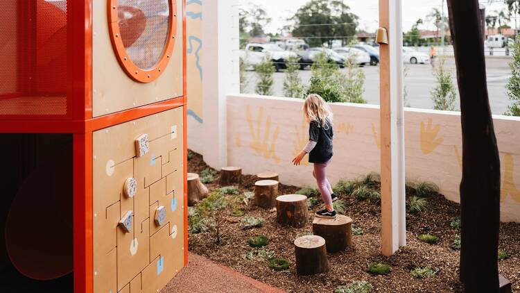 A kid playing at The Woodstock Hotel