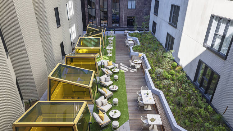 Hotel Indigo Melbourne Little Collins Street The outdoor courtyard at Hotel Indigo Melbourne Little Collins Street.