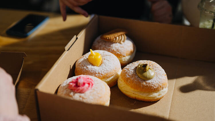 Donut Festival A box of dougnuts.