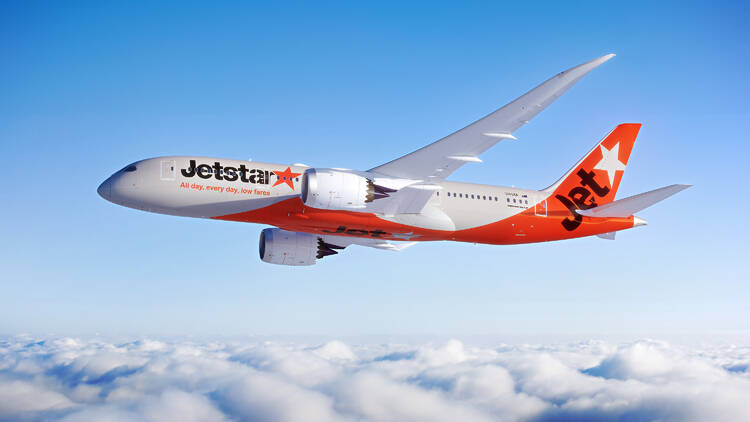 Jetstar Plane in blue sky