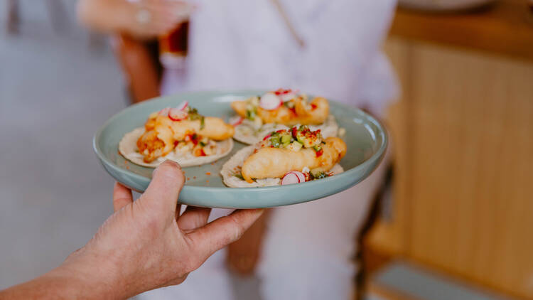 Dunetown A plate of tacos at Dunetown.