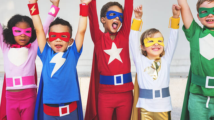 Superheroes Kids Teamwork Aspiration Elementary Concept Superheroes Kids Teamwork Aspiration Elementary Concept