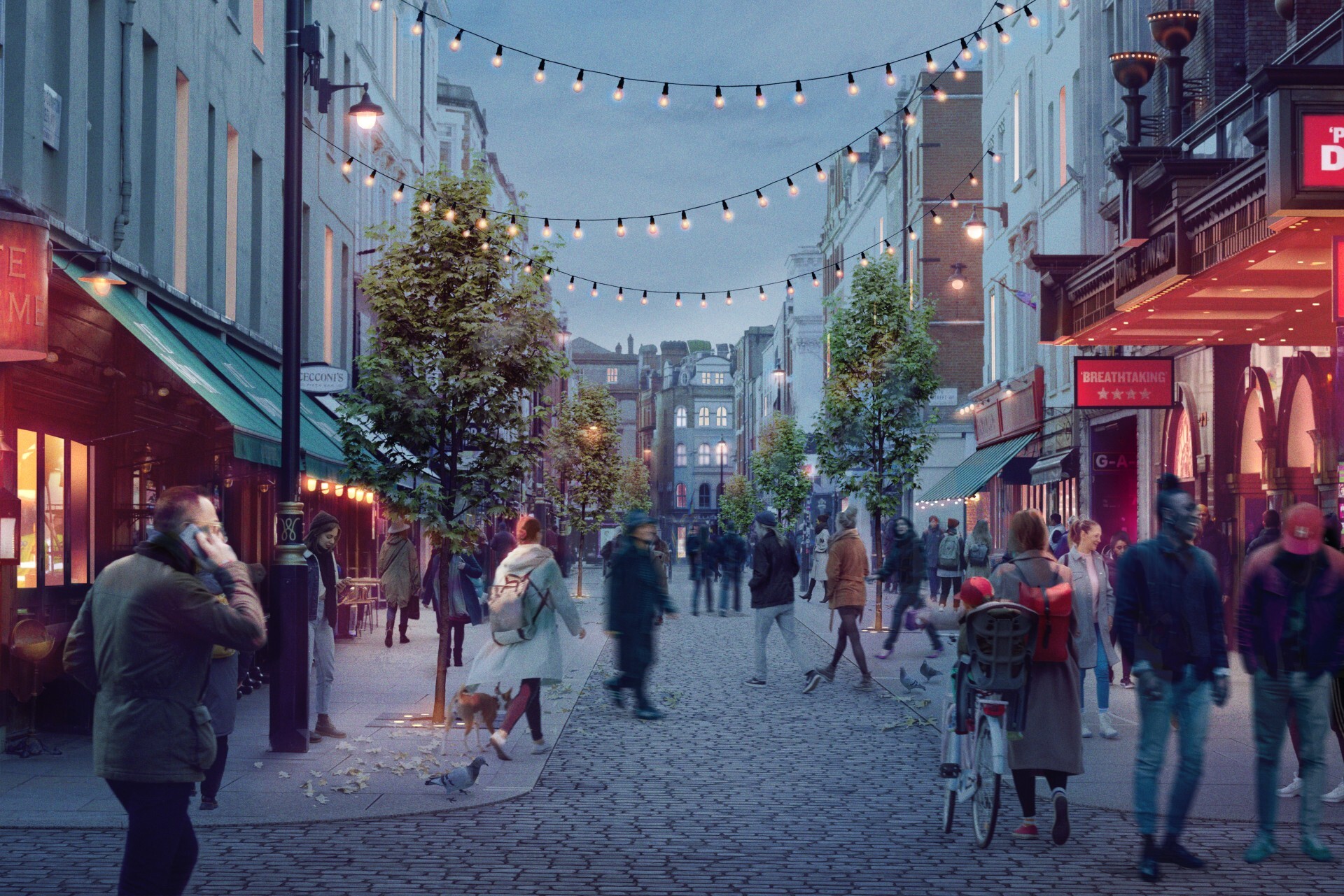 Pedestrianised Soho in central London