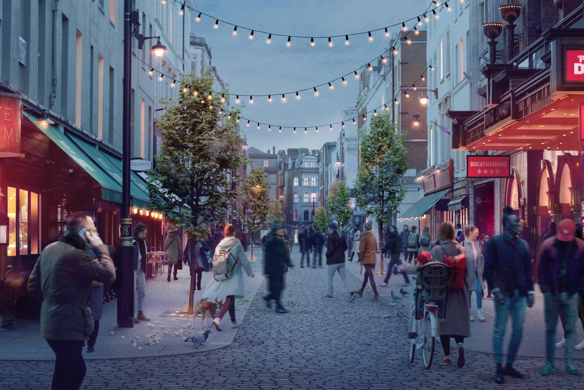 Pedestrianised Soho in central London