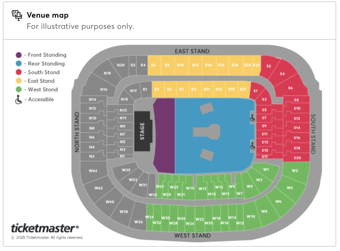 Murrayfield Stadium in Edinburgh, seating plan for Bon Jovi
