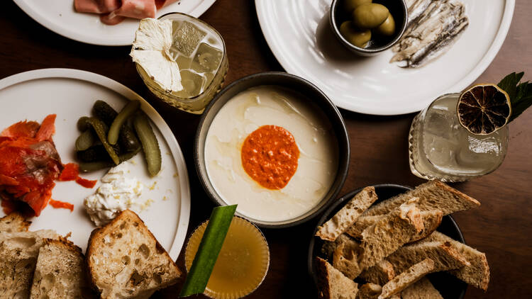 Button Bar Food on a table shot from above