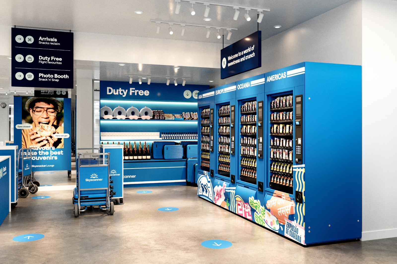 SkyScanner free snacks pop-up in London