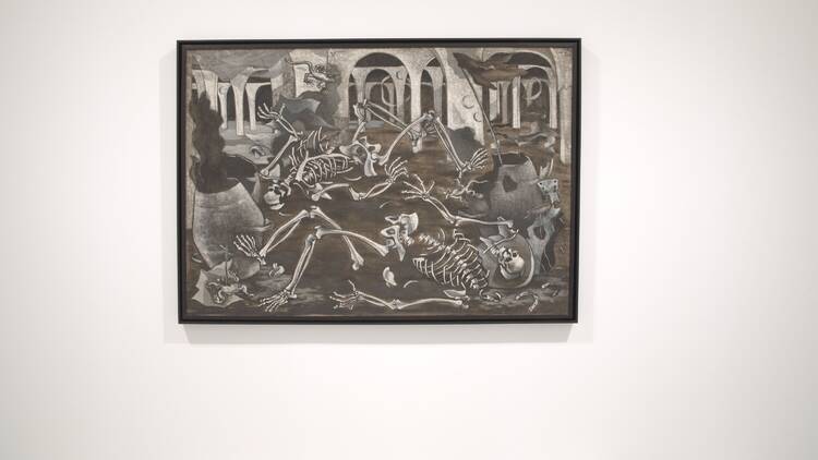 Vista de la exposición 'Maruja Mallo. Máscara y compás'. Obra de la serie 'Cloacas y campanarios'