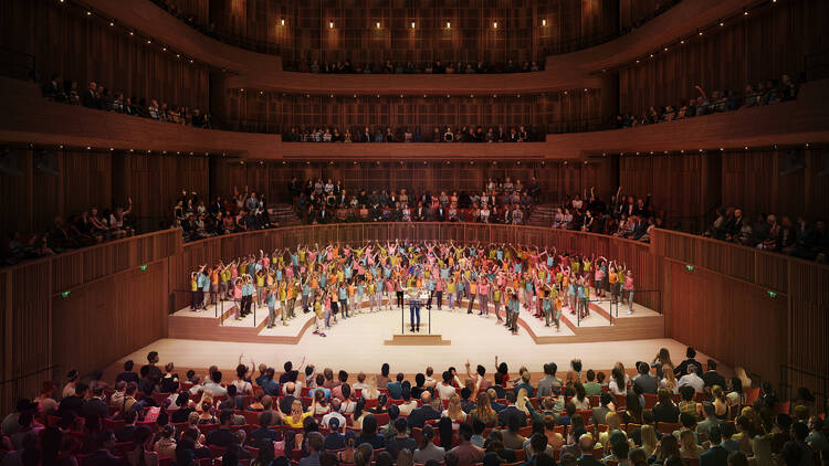 A generated image of the Dunard concert hall, currently under construction