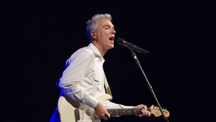 David Byrne on stage David Byrne on stage