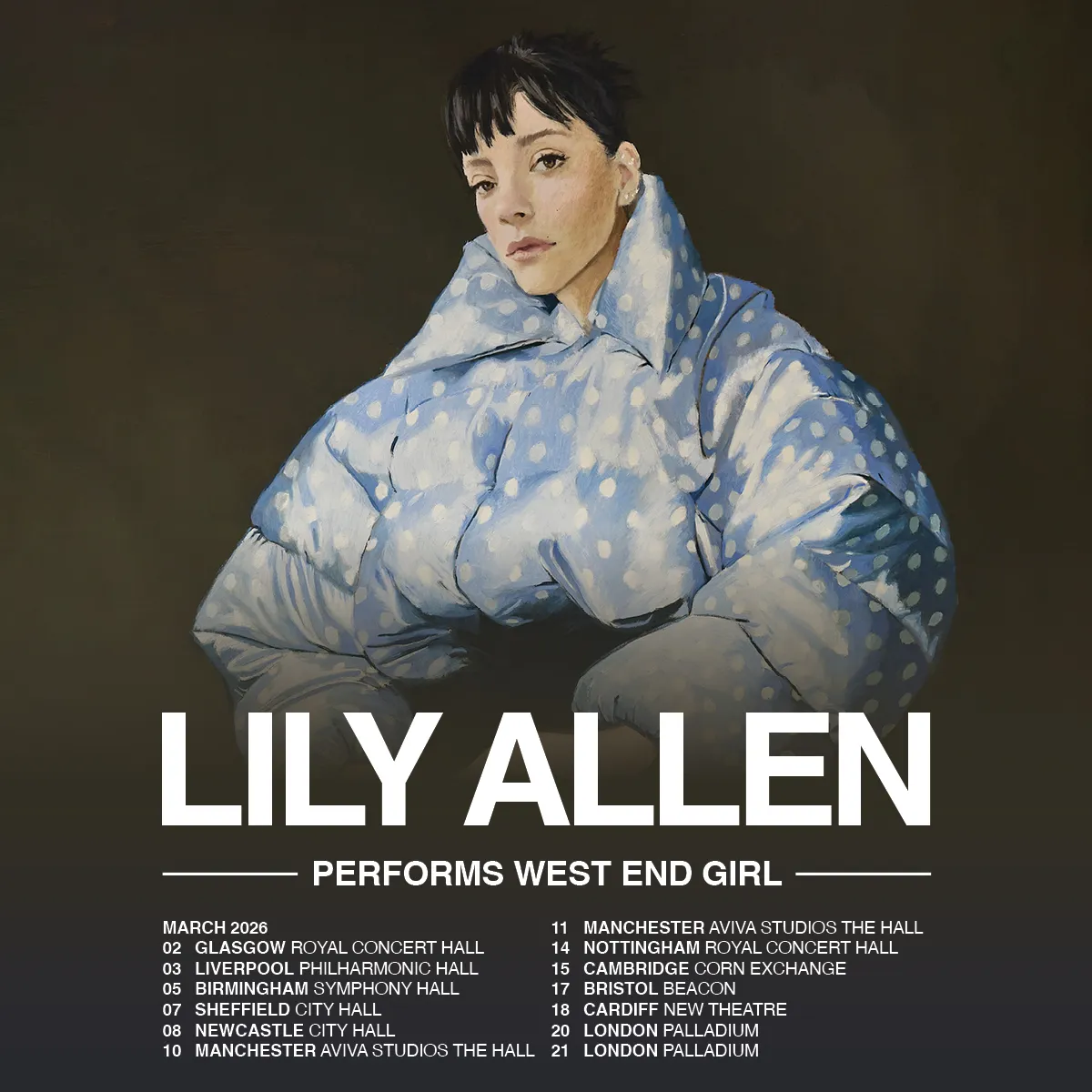 Lily Allen 2026 tour poster