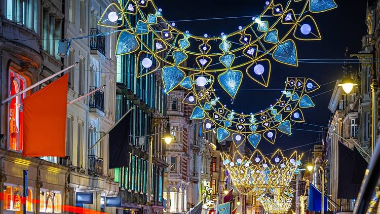 Christmas lights at New Bond Street, London Christmas lights at New Bond Street, London