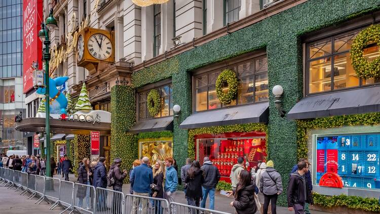 Exterior of Macy's Christmas Window display in New York City