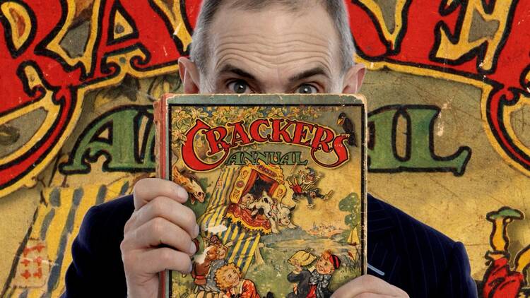 Andy Griffiths for Powerhouse Materials: Paper Andy Griffiths holding up a vintage book