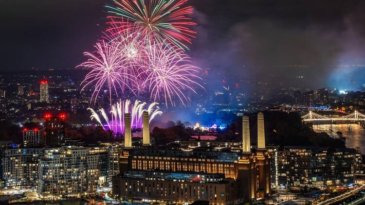 Bonfire Night fireworks in London at Battersea Bonfire Night fireworks in London at Battersea