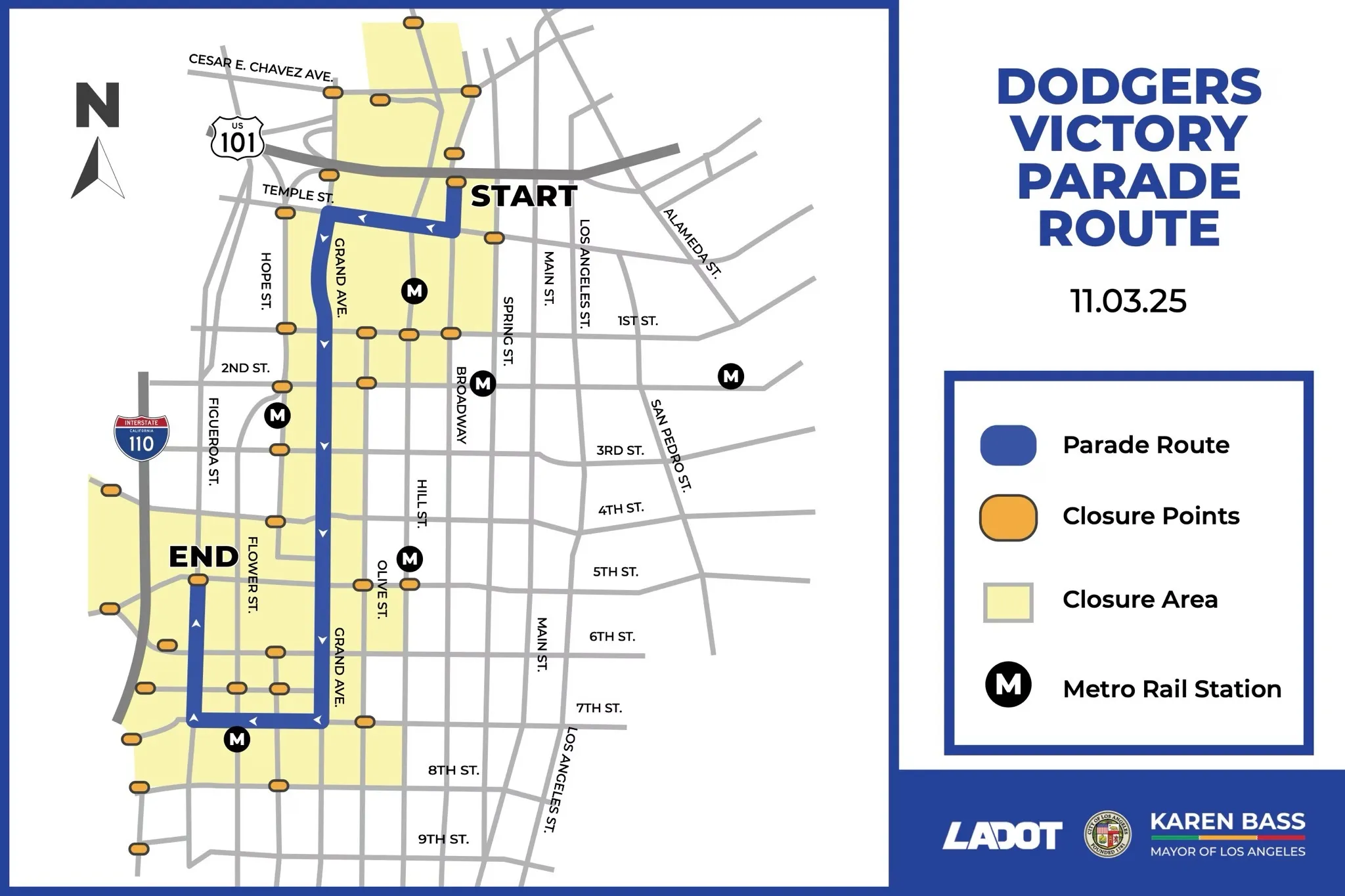 Dodgers 2025 parade road closures